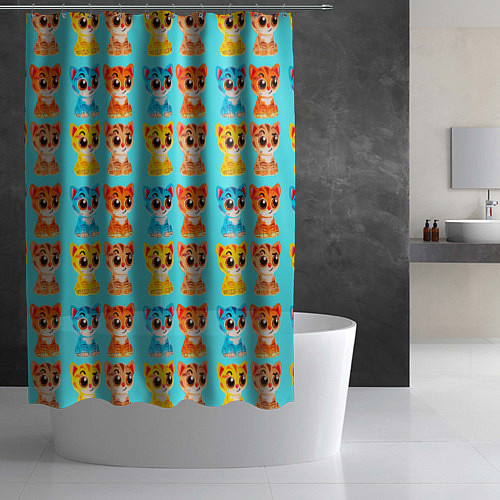 Шторка для ванной COLORED KITTENS / 3D-принт – фото 2