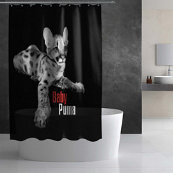 Шторка для душа Baby puma - пятнистый котенок пумы, цвет: 3D-принт — фото 2