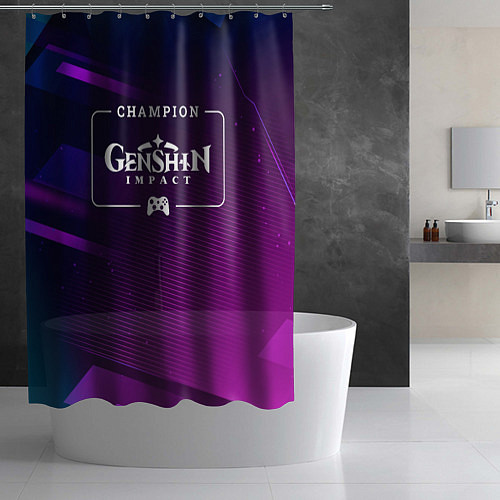 Шторка для ванной Genshin Impact Gaming Champion: рамка с лого и джо / 3D-принт – фото 2