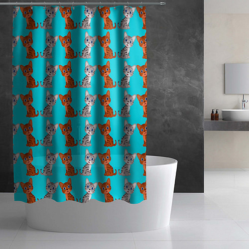 Шторка для ванной CURIOUS KITTENS / 3D-принт – фото 2