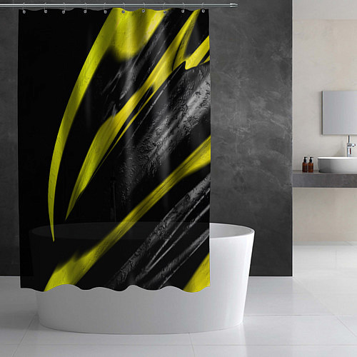 Шторка для ванной Жёлтая и Чёрная Масляная Краска / 3D-принт – фото 2