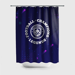Шторка для душа Символ Manchester City и круглая надпись Football, цвет: 3D-принт