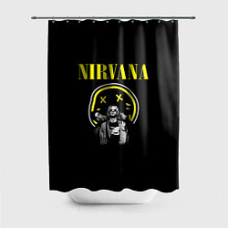 Шторка для душа NIRVANA логотип и исполнители, цвет: 3D-принт