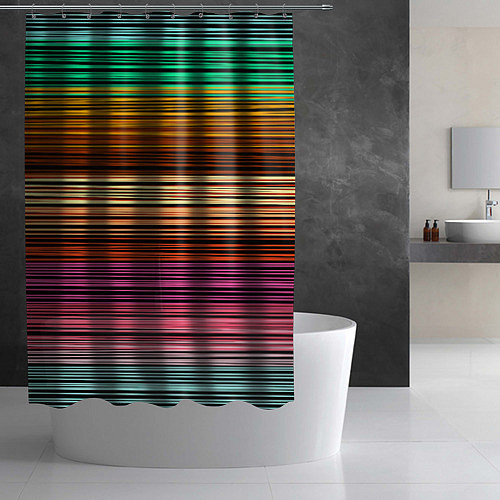 Шторка для ванной Multicolored thin stripes Разноцветные полосы / 3D-принт – фото 2