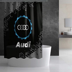 Шторка для душа Audi в стиле Top Gear со следами шин на фоне, цвет: 3D-принт — фото 2