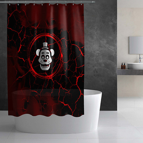 Шторка для ванной Символ FNAF и краска вокруг на темном фоне / 3D-принт – фото 2