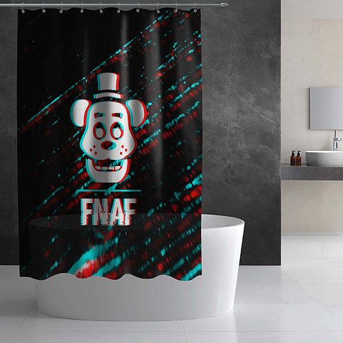 Шторка для ванной FNAF в стиле Glitch Баги Графики на темном фоне / 3D-принт – фото 2
