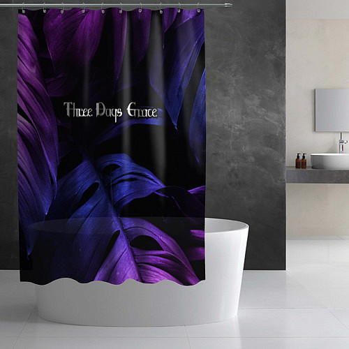Шторка для ванной Three Days Grace Neon Monstera / 3D-принт – фото 2