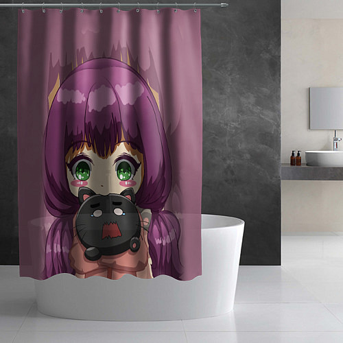 Шторка для ванной Плачущий котенок / 3D-принт – фото 2
