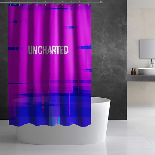 Шторка для ванной Uncharted Glitch Text Effect / 3D-принт – фото 2