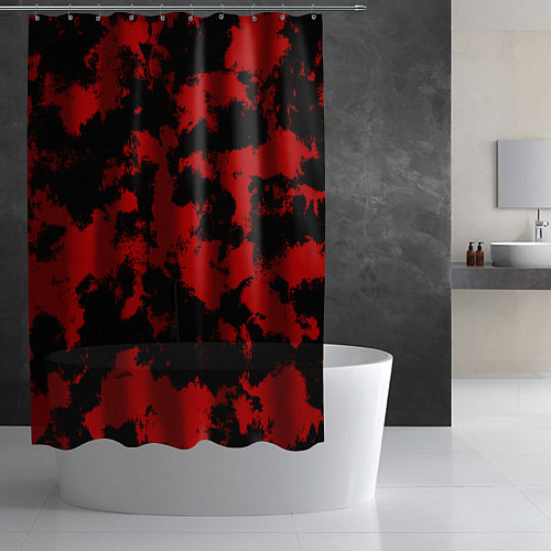 Шторка для ванной Черно-красная абстракция / 3D-принт – фото 2