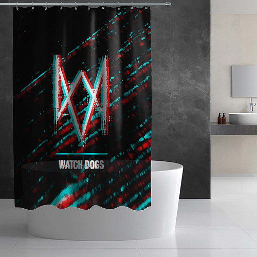 Шторка для ванной Watch Dogs в стиле Glitch Баги Графики на темном ф / 3D-принт – фото 2