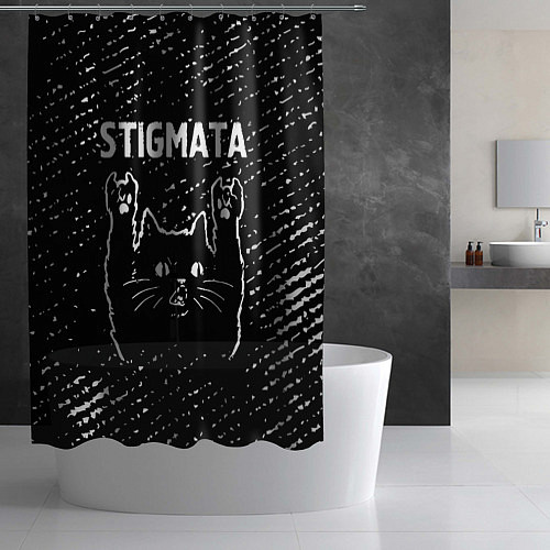 Шторка для ванной Группа Stigmata и Рок Кот / 3D-принт – фото 2