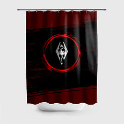 Шторка для душа Символ Skyrim и краска вокруг на темном фоне, цвет: 3D-принт
