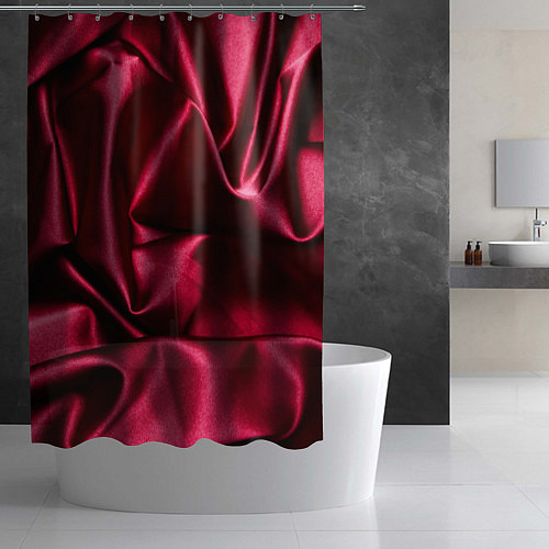 Шторка для ванной Шелк Бордо / 3D-принт – фото 2