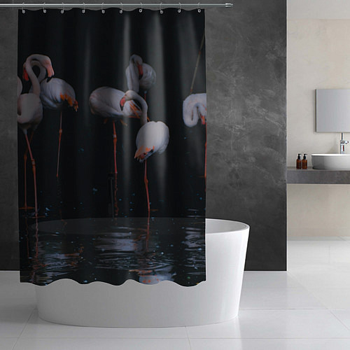 Шторка для ванной Фламинго - вода / 3D-принт – фото 2