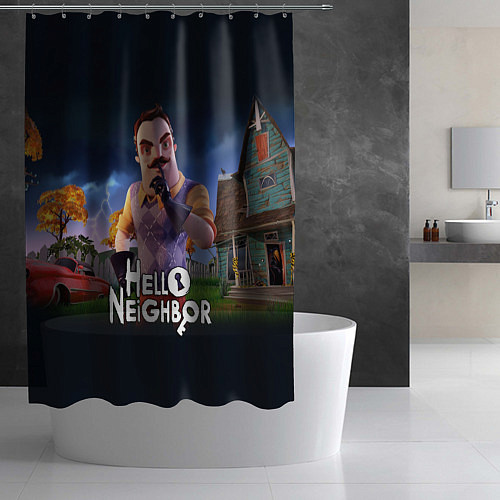 Шторка для ванной Hello Neighbor игра Привет сосед / 3D-принт – фото 2