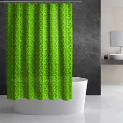Шторка для душа Зеленые узоры в виде листочков, цвет: 3D-принт — фото 2