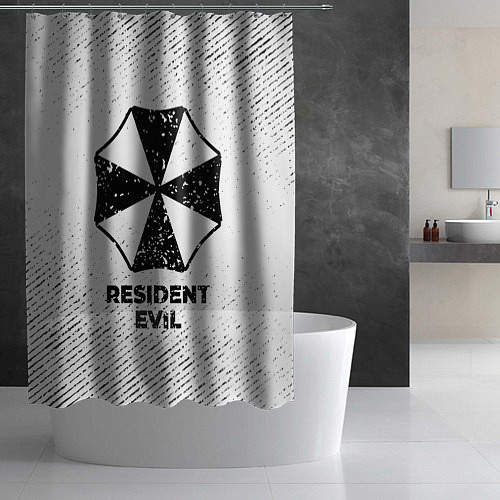 Шторка для ванной Resident Evil с потертостями на светлом фоне / 3D-принт – фото 2