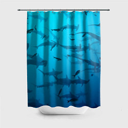 Шторка для душа Акулы - океан, цвет: 3D-принт