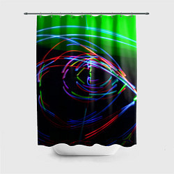 Шторка для душа Неоновые абстрактные волнообразные огни - Зелёный, цвет: 3D-принт