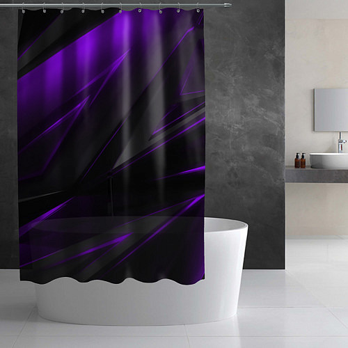 Шторка для ванной Geometry Черный и фиолетовый / 3D-принт – фото 2