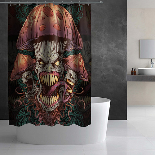 Шторка для ванной Злые грибы монстры / 3D-принт – фото 2