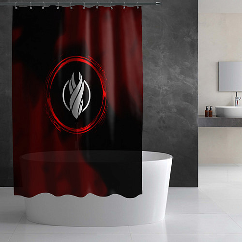 Шторка для ванной Символ Dead Space и краска вокруг на темном фоне / 3D-принт – фото 2