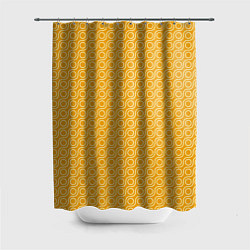 Шторка для душа Волнистые желтые узоры, цвет: 3D-принт