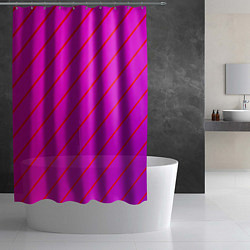Шторка для душа Розовый и фиолетовые линии, цвет: 3D-принт — фото 2