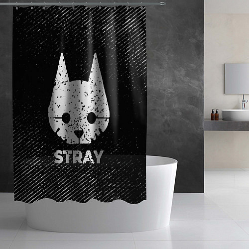 Шторка для ванной Stray с потертостями на темном фоне / 3D-принт – фото 2