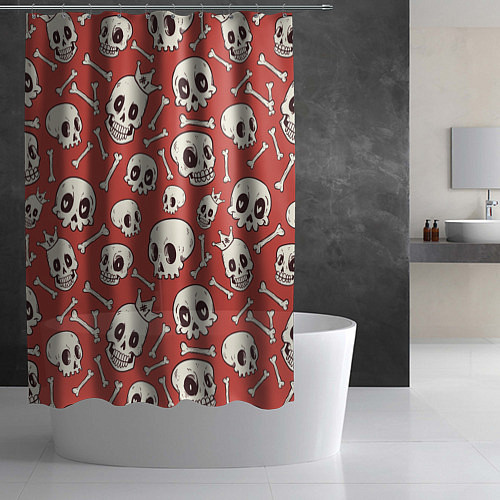 Шторка для ванной Черепа на красном фоне / 3D-принт – фото 2