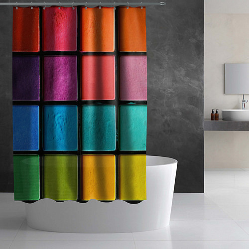 Шторка для ванной Абстрактный набор красок-паттернов / 3D-принт – фото 2