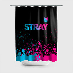 Шторка для душа Stray - neon gradient logo, цвет: 3D-принт