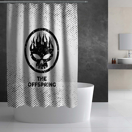 Шторка для ванной The Offspring с потертостями на светлом фоне / 3D-принт – фото 2