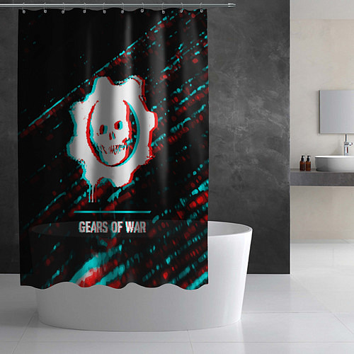 Шторка для ванной Gears of War в стиле glitch и баги графики на темн / 3D-принт – фото 2