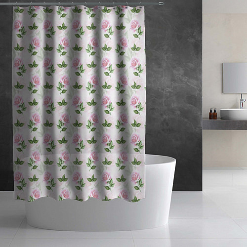 Шторка для ванной Садовые розы, паттерн / 3D-принт – фото 2