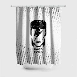 Шторка для душа David Bowie с потертостями на светлом фоне, цвет: 3D-принт