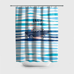 Шторка для душа Enjoy blue classic car, цвет: 3D-принт