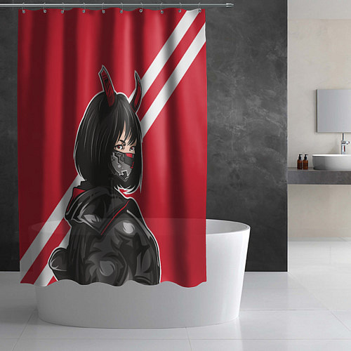 Шторка для ванной Девушка - Аниме с рожками / 3D-принт – фото 2