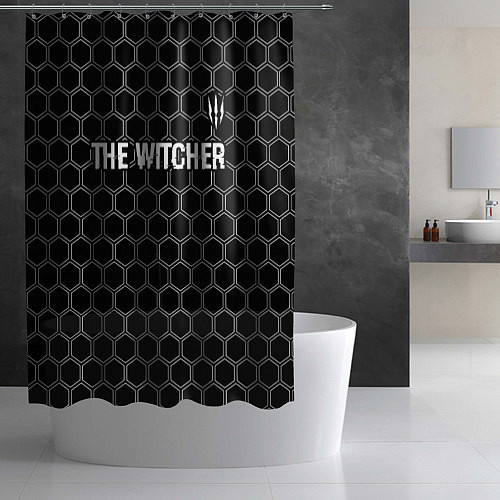 Шторка для ванной The Witcher glitch на темном фоне: символ сверху / 3D-принт – фото 2