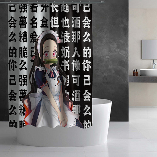 Шторка для ванной Незуко горничная - Клинок рассекающий демонов / 3D-принт – фото 2