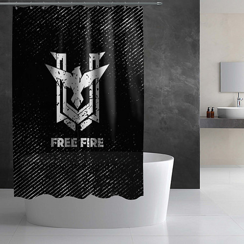 Шторка для ванной Free Fire с потертостями на темном фоне / 3D-принт – фото 2