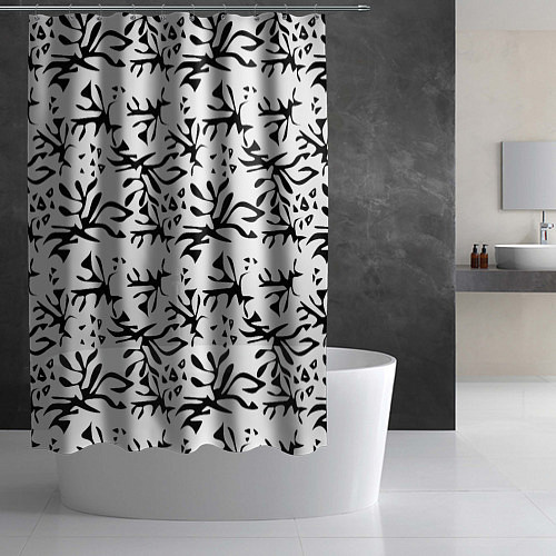 Шторка для ванной Черно белый абстрактный модный узор / 3D-принт – фото 2