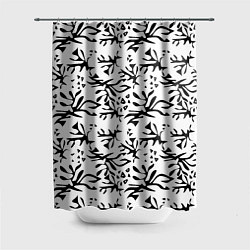 Шторка для душа Черно белый абстрактный модный узор, цвет: 3D-принт