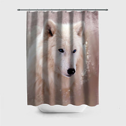 Шторка для душа Белый зимний волк, цвет: 3D-принт