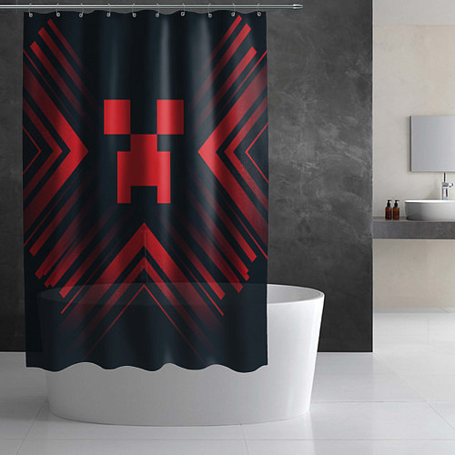 Шторка для ванной Красный символ Minecraft на темном фоне со стрелка / 3D-принт – фото 2