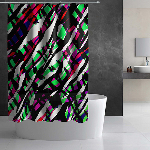 Шторка для ванной Разноцветная Зебра / 3D-принт – фото 2