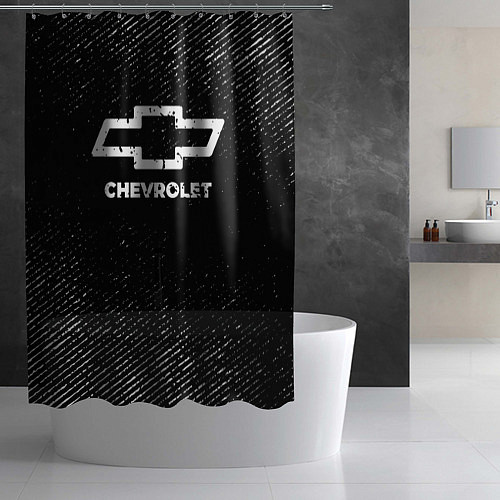 Шторка для ванной Chevrolet с потертостями на темном фоне / 3D-принт – фото 2