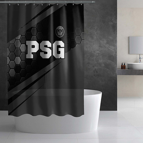Шторка для ванной PSG sport на темном фоне: символ сверху / 3D-принт – фото 2